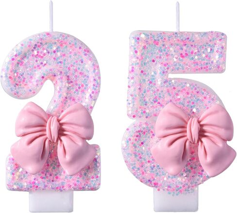 25th 52nd Birthday Candles, Red 52 25 Year Old Number Birthday Candles, Happy Birthday Party Cake Topper Decoration Gifts for Women Men in Saudi Arabia