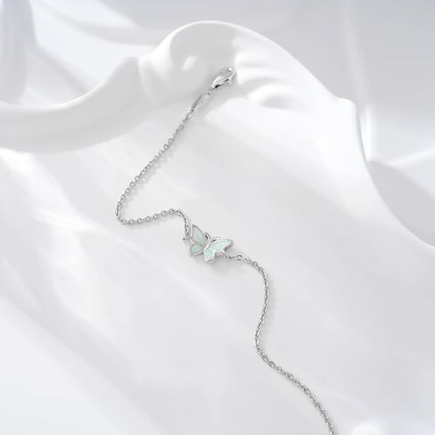 CHIC & ARTSY سوار أوبال 925 الفضة الاسترليني سوار أوبال الاصطناعية فراشة أوبال، سماعة الطبيب، عين الشر، الصليب، بار، سوار لا نهاية للنساء قابل للتعديل أساور الصداقة الأخت مجوهرات عيد الميلاد in Saudi Arabia