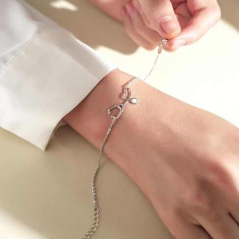 CHIC & ARTSY Opal Bracelet 925 Sterling Silver Synthetic Opal Bracelet Opal Butterfly, Stethoscope, Evil Eye, Cross, Bar, Infinity Bracelet for Women Adjustable Sister Friendship Bracelets Christmas Jewelry in Kuwait