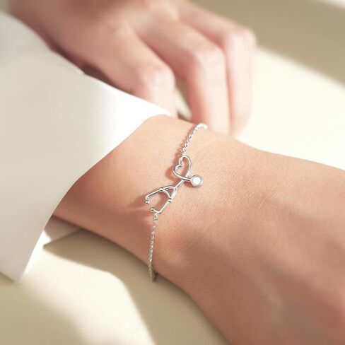 CHIC & ARTSY Opal Bracelet 925 Sterling Silver Synthetic Opal Bracelet Opal Butterfly, Stethoscope, Evil Eye, Cross, Bar, Infinity Bracelet for Women Adjustable Sister Friendship Bracelets Christmas Jewelry in Kuwait