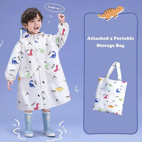 Fewlby Toddler Raincoats for Girls Boys Waterproof Rain Jacket Kids Rain Wear Children Rain Poncho S-2XL Size in Saudi Arabia