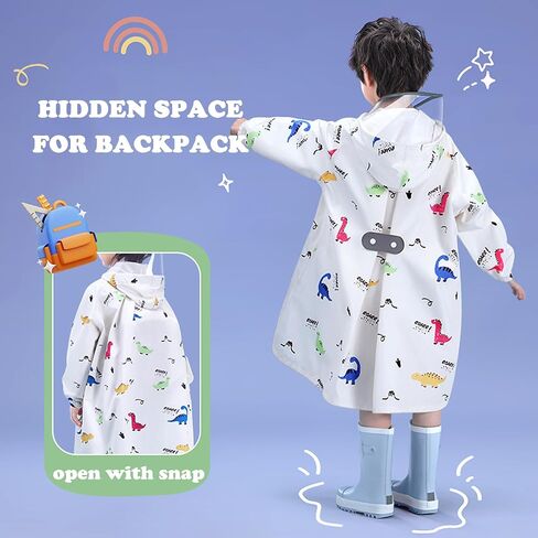 Fewlby Toddler Raincoats for Girls Boys Waterproof Rain Jacket Kids Rain Wear Children Rain Poncho S-2XL Size in Saudi Arabia