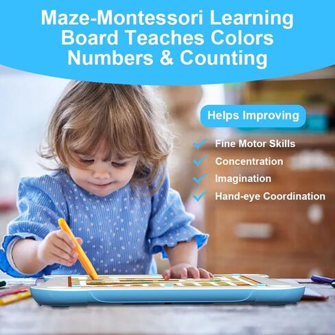Magnetic Color and Number Maze, Magnetic Drawing Board, 2 in 1 Montessori Learning Toys for Toddlers 3 4 5 Years, Preschool Educational Toys for Toddlers Boys Girls, Road Trip Travel Toys in Saudi Arabia