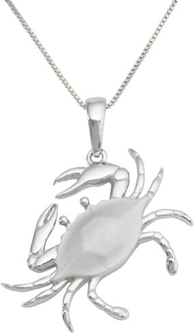 قلادة من الفضة الاسترليني غير اللامعة على شكل سرطان البحر السداسي مع سلسلة صندوقية مقاس 18 بوصة in Kuwait