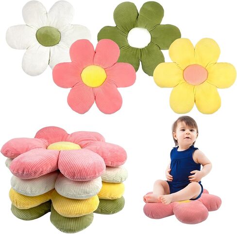 CIEOVO 4 Pcs Flower Plush Throw Pillows, 16 Inch Cute Flower Floor Pillow Daisy Shaped Floor Cushions Aesthetic Flower Seat Cushion Flower Chair Pads for Home Kids Seating Bed Bedroom Sofa Decor in Saudi Arabia
