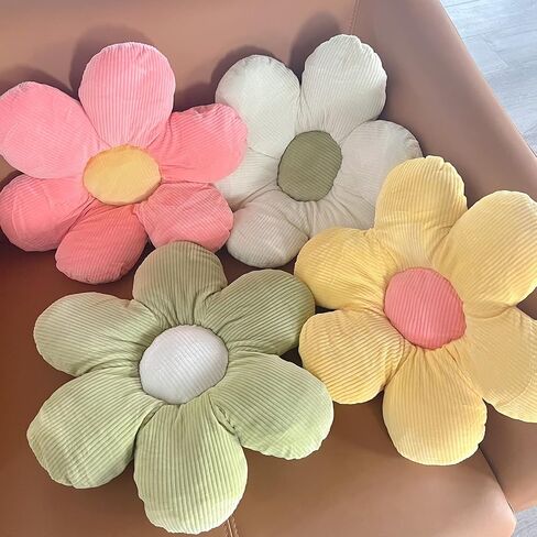 CIEOVO 4 Pcs Flower Plush Throw Pillows, 16 Inch Cute Flower Floor Pillow Daisy Shaped Floor Cushions Aesthetic Flower Seat Cushion Flower Chair Pads for Home Kids Seating Bed Bedroom Sofa Decor in Saudi Arabia