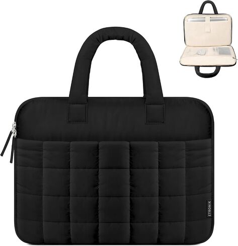 ETRONIK 15.6 inch Laptop Sleeve Case with Handle, Puffy Laptop Sleeve Bag with Velvet Lining, Lightweight Laptop Bag Cover Compatible with MacBook Pro 16 Inch,15.6 inch, HP, Dell, Lenovo, Black in Saudi Arabia