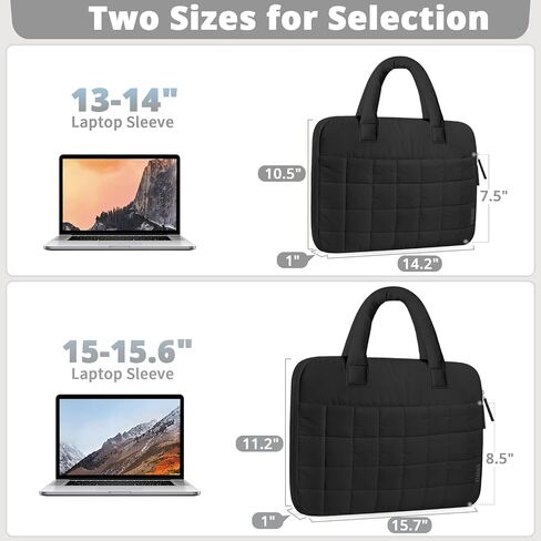 ETRONIK 15.6 inch Laptop Sleeve Case with Handle, Puffy Laptop Sleeve Bag with Velvet Lining, Lightweight Laptop Bag Cover Compatible with MacBook Pro 16 Inch,15.6 inch, HP, Dell, Lenovo, Black in Saudi Arabia