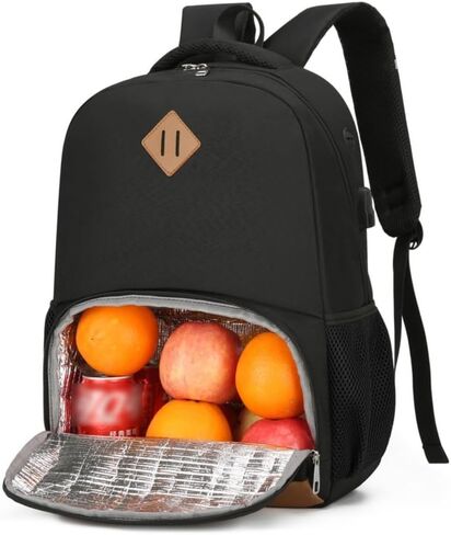 Lunch Backpack Laptop Backpack With Usb Port Work Backpack With Cooler Bag Insulated Laptop Bag (Black) in Saudi Arabia