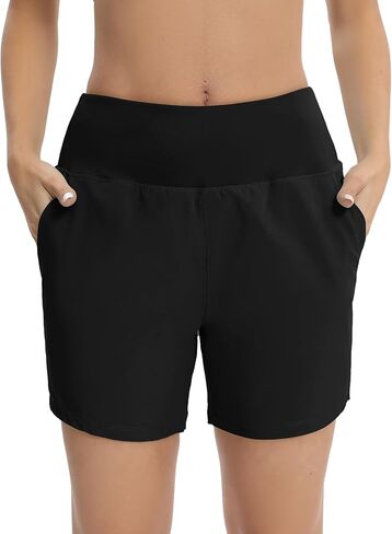 HMILES Women's 5.5" Swim Board Shorts UPF 50+ High Waisted Quick Dry Waterproof Bottoms Trunks with Pockets Liner S-3XL in Saudi Arabia