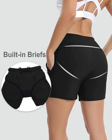 HMILES Women's 5.5" Swim Board Shorts UPF 50+ High Waisted Quick Dry Waterproof Bottoms Trunks with Pockets Liner S-3XL in Saudi Arabia