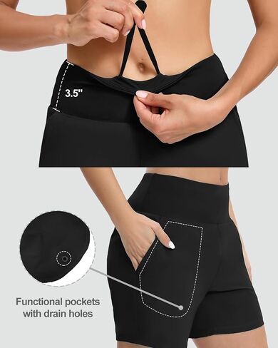 HMILES Women's 5.5" Swim Board Shorts UPF 50+ High Waisted Quick Dry Waterproof Bottoms Trunks with Pockets Liner S-3XL in Saudi Arabia