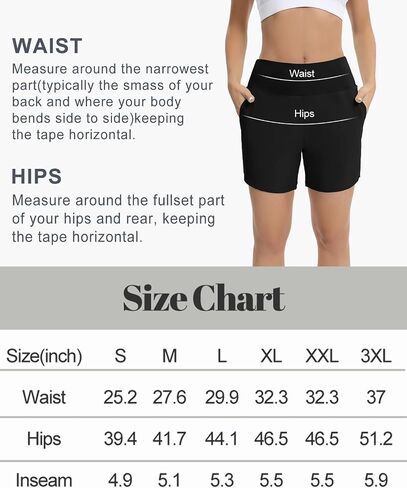 HMILES Women's 5.5" Swim Board Shorts UPF 50+ High Waisted Quick Dry Waterproof Bottoms Trunks with Pockets Liner S-3XL in Saudi Arabia