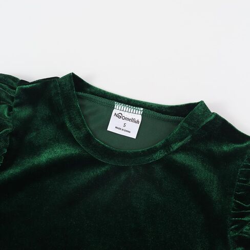 Noomelfish Girls Velvet Puff Long Sleeve Shirt Casual Solid Pleated Blouse Tops (5-12 Years) in Saudi Arabia