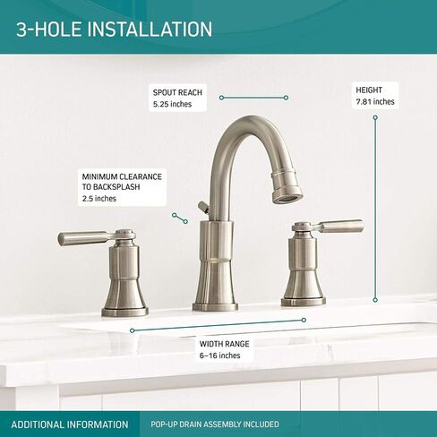 Peerless P3523LF-BN Westchester Widespread Bathroom Faucet Two Handle, Brushed Nickel in Saudi Arabia