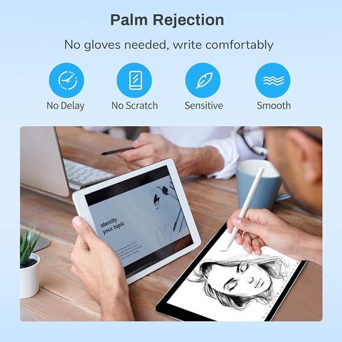 Stylus Pen for iPad, 9th&10th Apple Active Digital Pencil with extra Nib, Palm Rejection, Magnetic Adsorption, Tilt Sensitivity, for 2018-2023 iPad Air 345, iPad Mini 5/6, iPad 6-10, iPad Pro 11"12.9" in Saudi Arabia