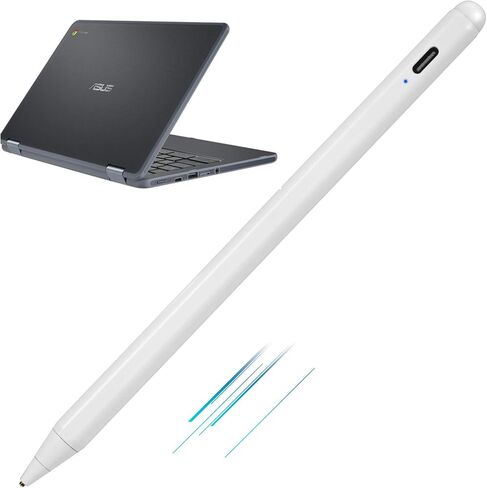 قلم كمبيوتر محمول Chromebook Flip 2 في 1 يعمل باللمس، قلم نشط قلم رقمي سعوي لجهاز ASUS Chromebook Flip 2 في 1 قلم كمبيوتر محمول مع طرف فائق الدقة، تحكم باللمس وقابل لإعادة الشحن، أبيض in Kuwait
