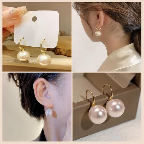 9 Pairs Pearl Stud Earrings for Women Pearl Hoop Huggie Earrings Rhinestone Bow Earrings Set Pearl Dangle Drop Earrigns Classical Heart Pearl Earrings Christmas Gifts for Girls in Saudi Arabia
