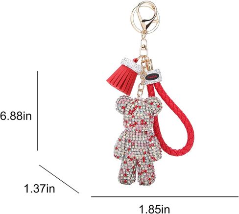 Fawziya Keychain Cute Bear Tassel Wristlet Bling Rhinestone Novelty Bag Charm For Women in Saudi Arabia
