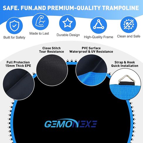 حصيرة استبدال الترامبولين الفاخرة، تناسب إطار الترامبولين المستدير بطول 12 قدمًا مع 72 خطافًا على شكل حرف V، وبساط القفز البديل، باستخدام نوابض مقاس 5.5 بوصة و127 بوصة، معززة ومقاومة للأشعة فوق البنفسجية، ولا تتضمن الإطار والزنبرك... in Kuwait