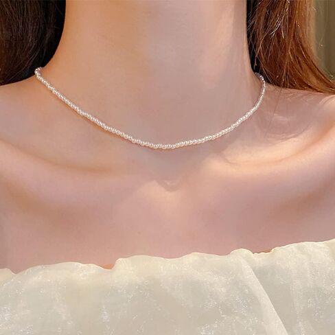 Dainty Pearl Choker Necklace for Women BohoTiny Pearl Pendant Necklaces Minimalist Pearl Necklace Wedding Brides Party Prom Jewelry for Women in Saudi Arabia