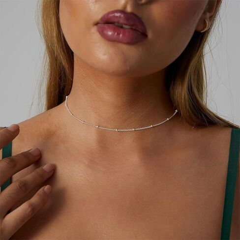 ASCOMY Silver Necklace for Women Dainty Silver Choker 14K Silver Plated Choker Minimalist JewelLery Gift for Women Girls in Saudi Arabia
