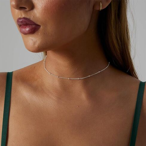 ASCOMY Silver Necklace for Women Dainty Silver Choker 14K Silver Plated Choker Minimalist JewelLery Gift for Women Girls in Saudi Arabia