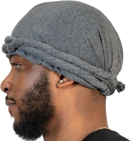 Veeta Superior Halo Turban Silk Satin Lined Head Wrap, Pre-Tied Turban for Men & Women, Turban Durag Wave Cap (Grey) in Saudi Arabia