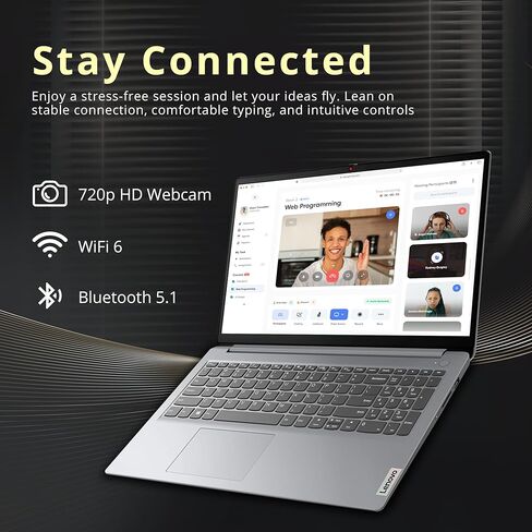 Lenovo IdeaPad 1 15.6" FHD Anti-Glare Laptop, AMD Ryzen 7 5700U, 16GB RAM, 512GB PCIe SSD, AMD Radeon Graphics, HD Webcam, WiFi 6, Bluetooth, Win 11 Pro, Cloud Gray, 32GB Hotface USB Card in Kuwait