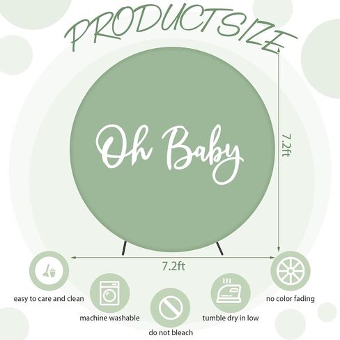 7.2 قدم حكيم الأخضر خلفية مستديرة الطفل غطاء خلفية مستديرة لديكورات استحمام الطفل دائرة خلفية غطاء لتزيين حفلة عيد ميلاد التصوير الفوتوغرافي in Kuwait