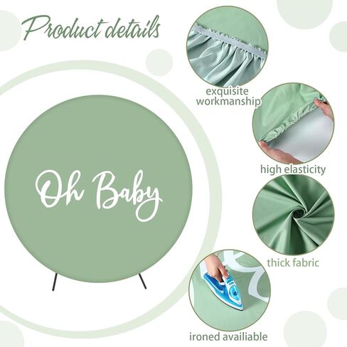 7.2 قدم حكيم الأخضر خلفية مستديرة الطفل غطاء خلفية مستديرة لديكورات استحمام الطفل دائرة خلفية غطاء لتزيين حفلة عيد ميلاد التصوير الفوتوغرافي in Kuwait