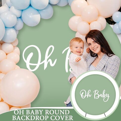 7.2 قدم حكيم الأخضر خلفية مستديرة الطفل غطاء خلفية مستديرة لديكورات استحمام الطفل دائرة خلفية غطاء لتزيين حفلة عيد ميلاد التصوير الفوتوغرافي in Kuwait