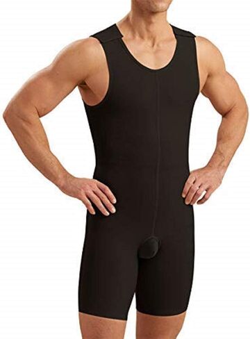 MARENA Men's Recovery Sleeveless Bodysuit Post Surgery - Stage 2, S, Black in Saudi Arabia