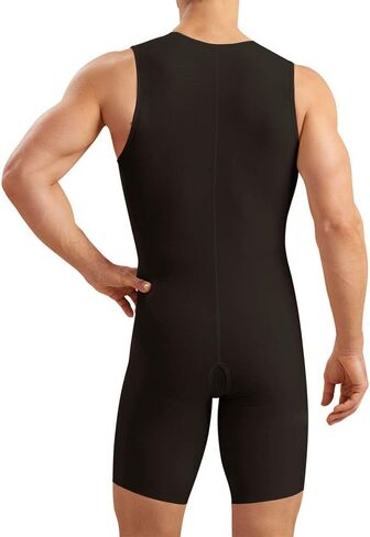 MARENA Men's Recovery Sleeveless Bodysuit Post Surgery - Stage 2, S, Black in Saudi Arabia