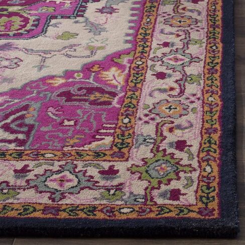 SAFAVIEH Bellagio Collection 2'3" x 7' Ivory / Pink BLG541A Handmade Medallion Premium Wool Runner Rug in Saudi Arabia