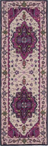 SAFAVIEH Bellagio Collection 2'3" x 7' Ivory / Pink BLG541A Handmade Medallion Premium Wool Runner Rug in Saudi Arabia