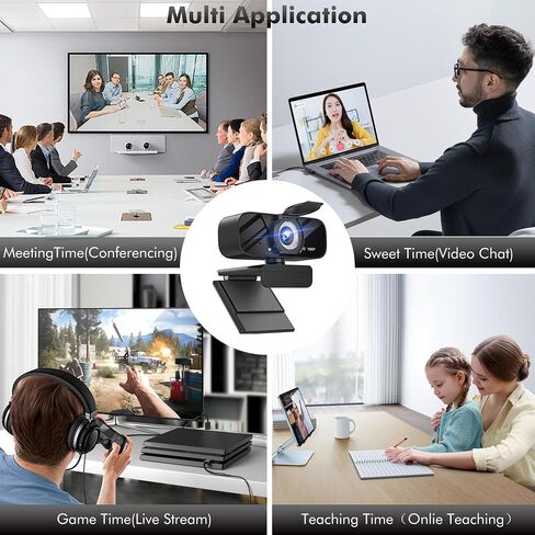 Webcam with Dual Microphones, 720P HD Webcam for Video Calling, Online Meetings, Streaming, Video Recording, Compatible with Windows/Mac/Android in Saudi Arabia