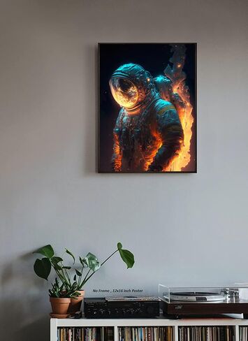The Astronaut in Fire Poster – (12x16 Inch) Unframed – Cool Astonaut Poster, Cool Room Decor, Astronaut Decor, Aesthetic Room Decor, Funny Astronaut Cool Poster for Teen Boys Girls Guys Men Room Dorm in Saudi Arabia