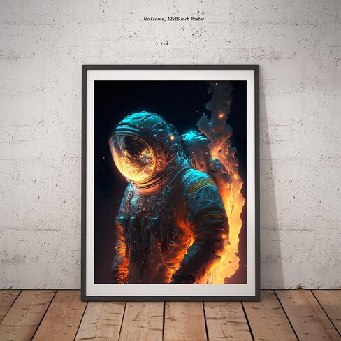 The Astronaut in Fire Poster – (12x16 Inch) Unframed – Cool Astonaut Poster, Cool Room Decor, Astronaut Decor, Aesthetic Room Decor, Funny Astronaut Cool Poster for Teen Boys Girls Guys Men Room Dorm in Saudi Arabia