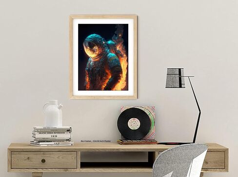 The Astronaut in Fire Poster – (12x16 Inch) Unframed – Cool Astonaut Poster, Cool Room Decor, Astronaut Decor, Aesthetic Room Decor, Funny Astronaut Cool Poster for Teen Boys Girls Guys Men Room Dorm in Saudi Arabia