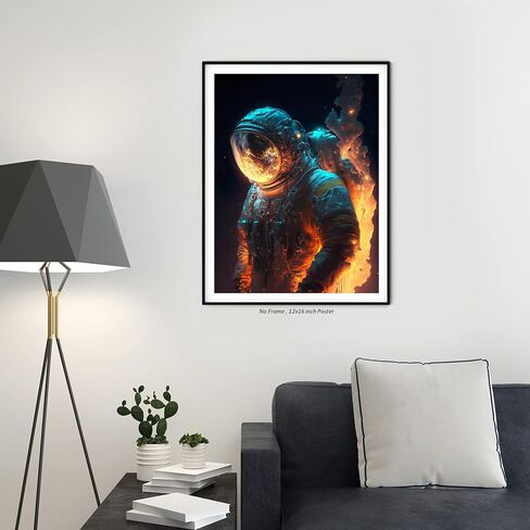 The Astronaut in Fire Poster – (12x16 Inch) Unframed – Cool Astonaut Poster, Cool Room Decor, Astronaut Decor, Aesthetic Room Decor, Funny Astronaut Cool Poster for Teen Boys Girls Guys Men Room Dorm in Saudi Arabia