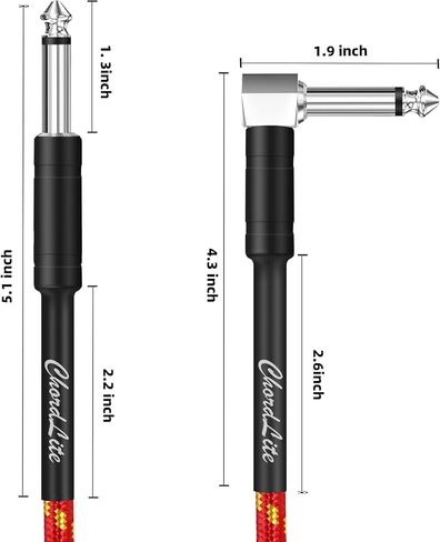 Premium Guitar Cable 10Ft,Basics TS Instrument Cable,1/4 Noise Free and Long-Lasting Guitar Cord for Electric Guitar/Bass and Keyboard (Right Angle to Straight, 10FT) in Saudi Arabia
