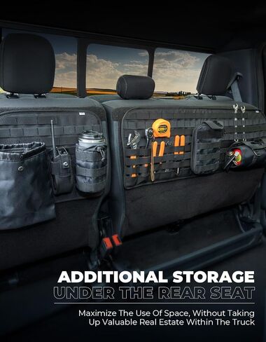 لوحة مولي JOYTUTUS متوافقة مع 2021 2022 2023 2024 Ford F150 F250 F350 F-150 Crew Cab، منظم حزام مولي، منظم تخزين خلفي تحت المقعد، لوحة مولي تكتيكية كبيرة للمقعد الخلفي للسيارة in Saudi Arabia