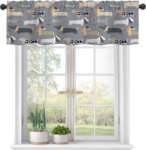 Curtain Valances, Cute Highland Cow Semi Sheer Kitchen Windows Valances, Rod Pocket Short Window Treatment Light Filtering Decor Valances for Kitchen Living Room Bedroom Windows - 54"x18" in Saudi Arabia