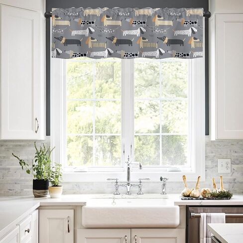 Curtain Valances, Cute Highland Cow Semi Sheer Kitchen Windows Valances, Rod Pocket Short Window Treatment Light Filtering Decor Valances for Kitchen Living Room Bedroom Windows - 54"x18" in Saudi Arabia