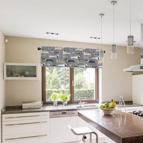 Curtain Valances, Cute Highland Cow Semi Sheer Kitchen Windows Valances, Rod Pocket Short Window Treatment Light Filtering Decor Valances for Kitchen Living Room Bedroom Windows - 54"x18" in Saudi Arabia