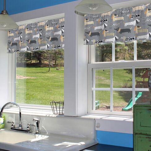 Curtain Valances, Cute Highland Cow Semi Sheer Kitchen Windows Valances, Rod Pocket Short Window Treatment Light Filtering Decor Valances for Kitchen Living Room Bedroom Windows - 54"x18" in Saudi Arabia