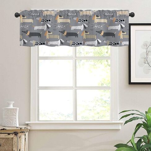 Curtain Valances, Cute Highland Cow Semi Sheer Kitchen Windows Valances, Rod Pocket Short Window Treatment Light Filtering Decor Valances for Kitchen Living Room Bedroom Windows - 54"x18" in Saudi Arabia