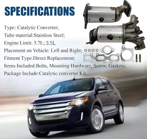 محول حفاز BT4Z-5E212-B مع حشية مسامير، متوافق مع Ford Edge 3.5L 3.7L Explorer 3.5L واستبدال لينكولن MKX 3.7L 2011-2015، PE16719-20X BT4Z-5G232-C 641-388 641-371 in Kuwait