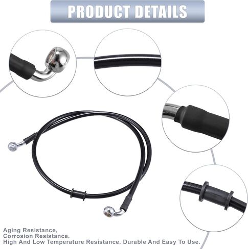 X AUTOHAUX 100cm AN3 M10 Car Hydraulic Brake Line Oil Hose Pipe Fitting 28° 90° Stainless Steel for Car Motorcycle Dirt Racing Bike Black in Saudi Arabia